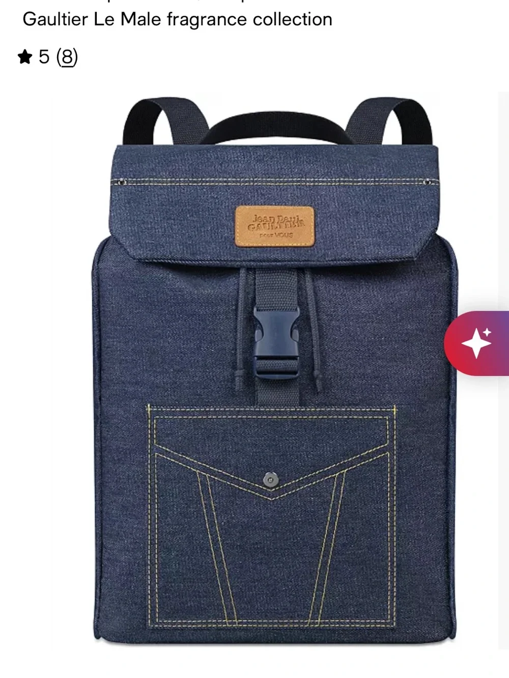 Jean Paul Gaultier Navy Denim Backpack with Yellow Stitching